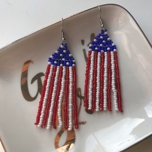 American Flag Beaded Earrings